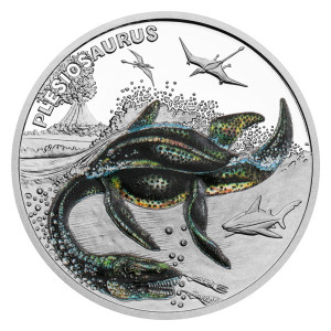 Stříbrná mince Pravěký svět - Plesiosaurus 1 oz proof 2024