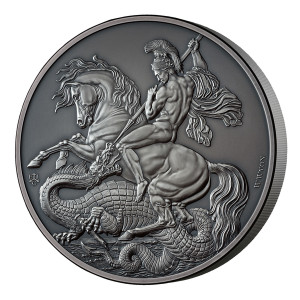 Stříbrná mince Sovereign - Sv. Jiří a drak 1 kg antique finish 2023 