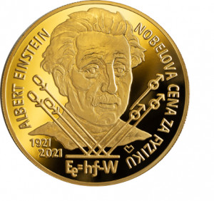 Zlatá mince Albert Einstein 2 oz proof-like 2021